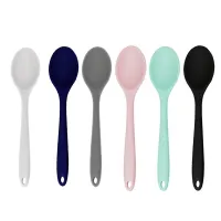 ♛ 2021 Colorful Silicone Spoon Heat Resistant Non-stick Rice Spoons Kitchenware Tableware Learning Spoon Cooking Fall resistant