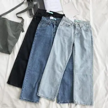 Wide leg Seluar jeans Perempuan Korean Style women's loose high waist  straight pants women Mopping Ladies Pants Baggy Celana Jeans Wanita Viral  Murah