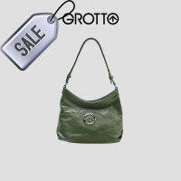 GROTTO Gele กระเป๋าหนังแกะแบบมีจีบสำหรับผู้หญิง,สินค้าใหม่สีเขียวหิน Hobo อิตาลีรูปผักสีแทนกระเป๋าแบบหนีบแขนกระเป๋านุ่มสะพายไหล่ข้างเดียว