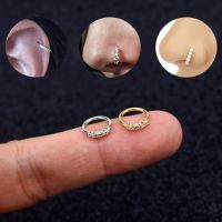 Round Zircon Bendable Copper Gem Hoop Nose Captive Rings Circular Piercing HoopsNose Rings With Hanging Jewel Womens Earrings