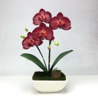 OrientalFineArt กระถางดอกไม้ประดิษฐ์ตกแต่งบ้าน ดอกกล้วยไม้ปลอมพร้อมกระถาง Artificial Orchid with Pot