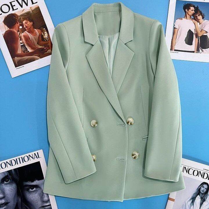 C💥💥l Jacket Mint green suit jacket women's spring Korean style double