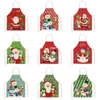 New Christmas Cartoon Series Printed Apron Household Cotton and Linen Fabric Apron Kitchen Anti-fouling Sleeveless Apron Aprons