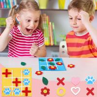 Tic Tac Toe Games Toys Classic Coffee Table Family Nine-Square Games Toys Grid Mini Game Color Board Felt Random Y3O7