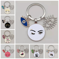 【DT】Creative cute eyelashes keychain fashion car bag accessories fashion womens glass cabochon keychain girls schoolbag keychain hot