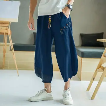 Cheap 2022 Spring Summer Mens Fashion Thin Cotton Linen Trousers Male  Simple Solid Color Laceup Harem Pants Men Casual Loose Sports Pants  Joom