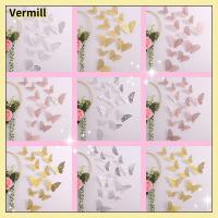 VERMILL สำหรับห้องนั่งเล่น สำหรับห้องนอน กลวง กระดาษ กาวในตัว ของตกแต่งบ้าน สติ๊กเกอร์ติดผนัง ผีเสื้อ วอลล์เปเปอร์ รูปลอกผนัง