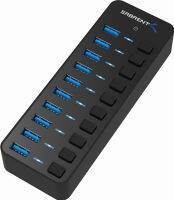 Sabrent 10-Port 60W USB 3.0 Hub with Individual Power Switches and LEDs Includes 60W 12V/5A Power Adapter (HB-BU10) Ten-Port