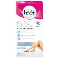 Veet Pure Hair Removal Cold Wax Strips Legs&amp;Body Sensitive Skin 40Sheets แผ่นกำจัดขนสูตรอ่อนโยนสำหรับผิวบริเวณร่างกายสินค้านำเข้าจากออสเตรเลีย