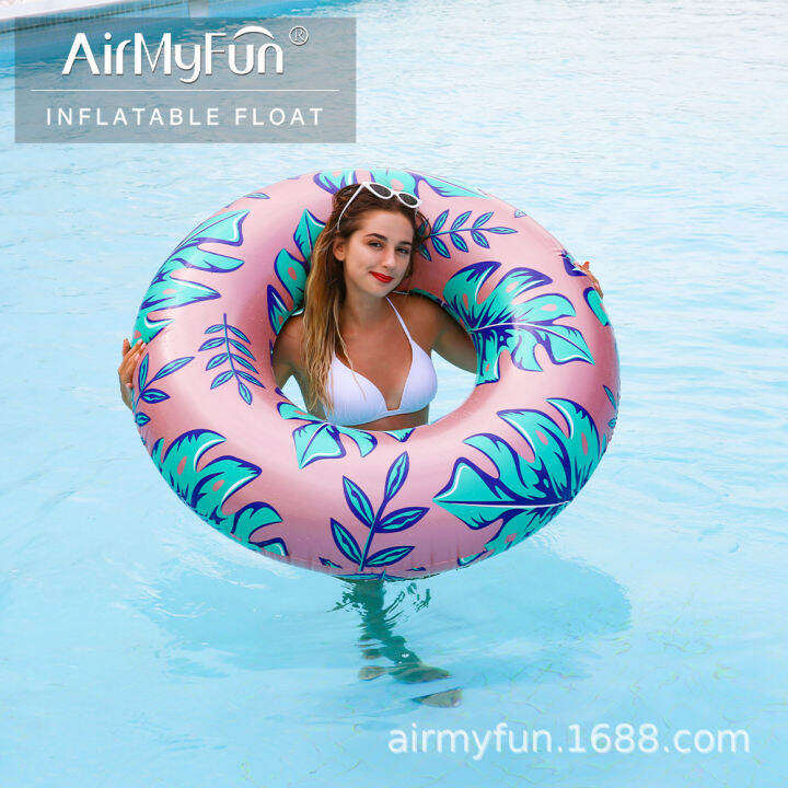 cod-airmyfun-พิมพ์ลาย-pvc-แหวนว่ายน้ำเป่าลมรูปแบบป่าฝนเขตร้อนแหวนว่ายน้ำขายตรง