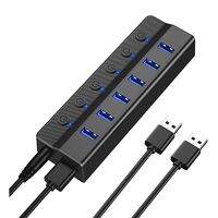 6-Port USB 3.0 Hub USB Splitter For Laptop With Individual On/Off Switches And Light 3Ft Cord USB Port Hub Extension