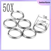 BETTERFORM 50PCS ใหม่ ตัวเชื่อมต่อ กระเป๋า พวงกุญแจ แยกพวงกุญแจ สแตนเลส ห่วงห่วง