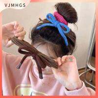 VJMHGS ถักนิตติ้ง ห่วงรัดผม สีสันสดใส ผ้าขนสัตว์ขนแกะ อุปกรณ์เสริมผม หวานหวานแหววว อีลาสติก วงกลมลำไส้ขนาดใหญ่ สำหรับผู้หญิง