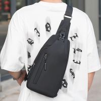 [COD] fashion mens chest bag 2022 new business commuting USB shoulder Messenger waterproof casual