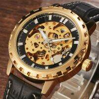 ZZOOI Luxury SHENHUA Brand Unique Mens Automatic Mechanical Watches Skeleton Gear Dial Real Leather Band Watches For Males Best Gifts