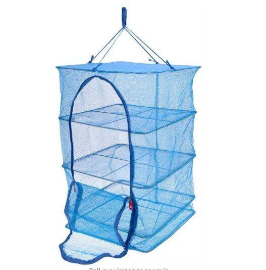 Foldable 3 Layers Fish Net Blue Drying Rack Folding Mesh Hanging Hanger