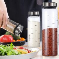 YOMDID High Borosilicate Glass Seasoning Can Pepper Spice Shaker Kitchen Salt Sesame Solid Condiment Seal Bottle With Rotary Lid