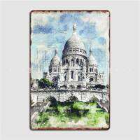 Vintage Sacre Coeur Basiality โปสเตอร์แผ่นโลหะภาพจิตรกรรมฝาผนัง Décor ป้ายดีบุก