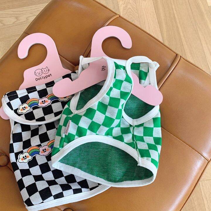 bib-pet-clothes-checkerboard-fashion-brand-vest-pet-dog-cat-summer-clothes-puppy-fadou-teddy-schnauzer-clothing