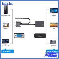 BUCHE อินพุต HDMI ตัวผู้ ตัวแปลง HDMI เป็น VGA สากลสากลสากล เอาต์พุต VGA ตัวเมีย ตัวแปลง HDMI เป็น Audio อะไหล่สำหรับเปลี่ยน พร้อมพอร์ตเสียง3.5มม.