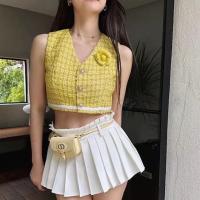 Factory Outlet Fast Shipping Yellow Short Small Incense Vest Female Summer 2023 New Outer Design Top