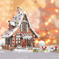 2021 City Winter Village Christmas Tree Santa Claus Gingerbread House Model Blocks doll 10267 Blocks Toy for Kids Christmas Gift