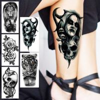 【YF】 Vampire Temporary Tattoos For Women Men Realistic Lion Knight Dahlia Tiger Skull Fake Tattoo Sticker Leg Forearm Tatoos Creative