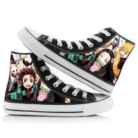 Anime Demon Slayer Kimetsu No Yaiba Kamado Tanjirou Nezuko Cartoon Students High Help Cosplay Cos Casual Canvas Shoes