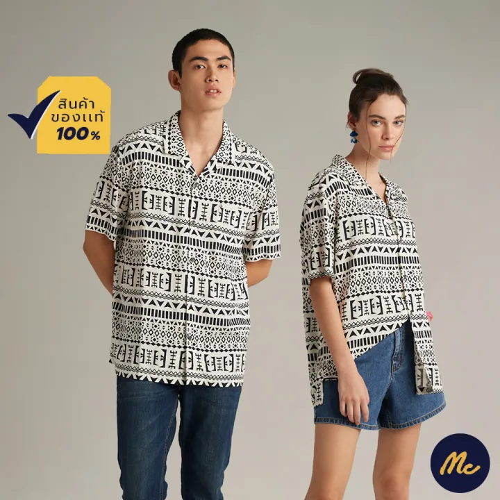 mc-jeans-เสื้อเชิ้ต-mc-resort-เสื้อฮาวายแขนสั้น-unisex-สีขาว-พิมพ์ลาย-mssz163