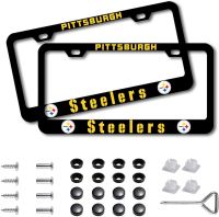 2ชิ้นแปลกป้ายทะเบียนปกพอดี Steelers กรอบป้ายทะเบียนใบอนุญาตแท็กด้วยฝาเกลียว