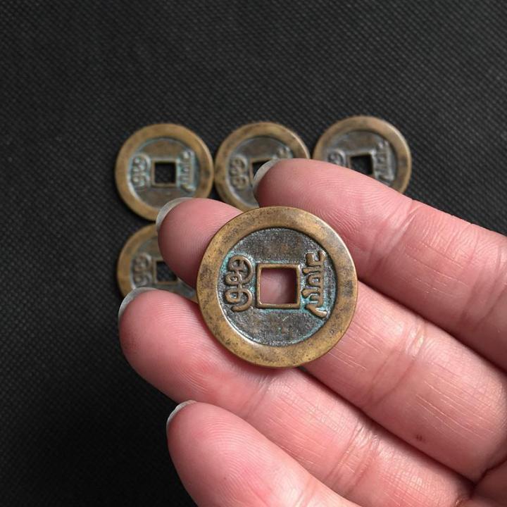 คอลเลกชันเหรียญโบราณและเหรียญทองแดงโบราณ-qianlong-tongbaoshan-dilong-ราคาเดียวพิเศษ10ชิ้นรวมจดหมาย