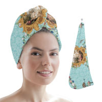 Vintage European Flowers Blue Quick-dry Hair Towel Cap Girls Hair Drying Hat Bath Hat Microfiber Towel Hair Dry Cap