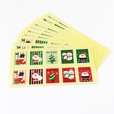 1000Pcs wholesale Stamp Shape Seal Sticker Label Christmas Gift Decor Stickers Bakery Cookie Packaging Bag Paper Seal 35*30MM Stickers Labels