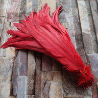 ใหม่ 10 ชิ้นสวยงาม 10-12 นิ้ว/25-30 เซนติเมตรสีแดง Rooster Feather เสื้อผ้าหมวกสร้อยคอต่างหูอุปกรณ์จัดงานแต่งงานตกแต่ง-ea8