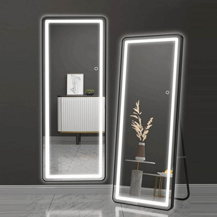 Full body mirror with stand smart touch defogging vanity mirror with ...