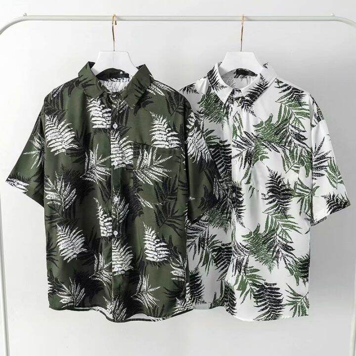 เสื้อเปิดเสื้อแขนสั้นมีปกสำหรับผู้ชายลายดอกไม้เสื้อฮาวาย-m-3xl-camisa-เสื้อชายหาดเสื้อเชิ้ตลำลองกระดุมแนวสตรีท