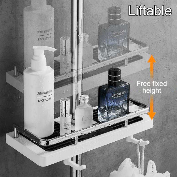 rod-lifting-hook-drilling-with-stand-shampoo-no-shelf-storage-bathroom-shower