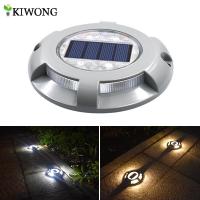 Solar Road Stud Lighting Aluminum 4-LED Outdoor Road Driveway Dock Path Ground Light Lamp Warm White And White Light Outdoor Lighting