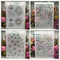 4Pcs A4 29cm Firework Annual Ring DIY Layering Stencils Wall Painting Scrapbook Coloring Embossing Album Decorative Template Rulers  Stencils