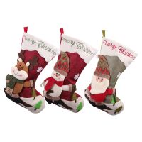 3 Pcs Christmas Sock Christmas Decoration Assorted Santa Claus and Snowman and Elk for Christmas Party Decorations