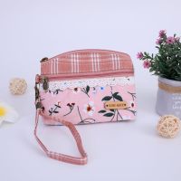 Dompet Pendek Bunga Baru Dompet Koin Retro Wanita Tas Penyimpanan Ritsleting Ganda Anak Perempuan Clutch Berenda Bunga Tas Tangan Mini Kain Mode