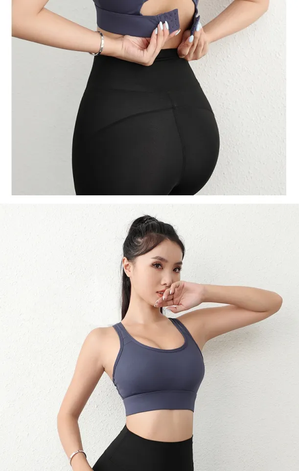 COD] fitness high-strength sports underwear shockproof gathered big breasts  yoga vest integrated chest pad bra