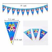 Party Decoration Baby Shark Theme Flag Banner Pennant Happy Birthday