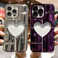 เคสโทรศัพท์รูปหัวใจรักแบบนิ่มเคลือบหรูหราสำหรับ IPhone 14 13 12 11 Pro Max Plus ฝาครอบบัมเปอร์ชุบด้วยไฟฟ้าสถิตซิลิโคนกันกระแทก