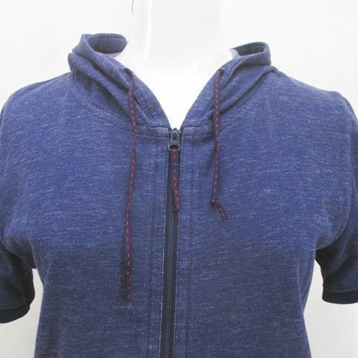 two-c-short-sleeve-zip-up-hoodie-40-navy-navy-blue-pocket-direct-from-japan-secondhand