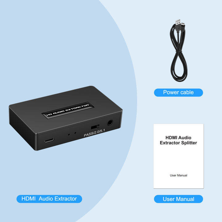 HDMI Audio Extractor SPDIF Jack Extractor 2.0 Pas 5.1CH Audio Converter สำหรับไฟเบอร์3.5มม. หู