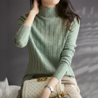 Sweater for Women Korean Style 2021 Autumn Winter Slim Turtleneck Female Jumper Long Sleeve Ladies Knitwear New Fashion Soft Solid Tops