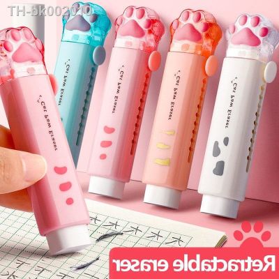 ❁ Cute Cat Kawaii Eraser Retractable Press Pencil Eraser Writing Correction Supplies School Stationery Art Erasers Office Supplies