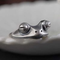 Vintage Frog Anillo Bohemian Silver Color Ring for Women Artistic Design Retro Opening Resizable Unisex Female Statement Rings