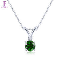 Lohaspie เครื่องประดับของแท้1.2กะรัตสร้อยคอเงิน925 Original Chrome Diopside จี้พลอยสีเขียว Birthstone จี้สำหรับเครื่องประดับสตรี